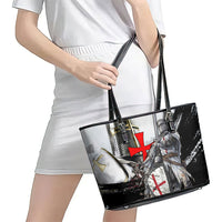 Knights Templar Crusader Leather Tote Bag Medieval Armor Red Cross Shield