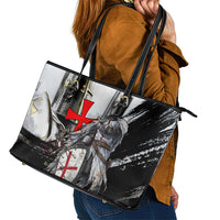 Knights Templar Crusader Leather Tote Bag Medieval Armor Red Cross Shield