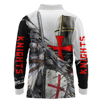 Knights Templar Crusader Long Sleeve Polo Shirt Medieval Armor Red Cross Shield