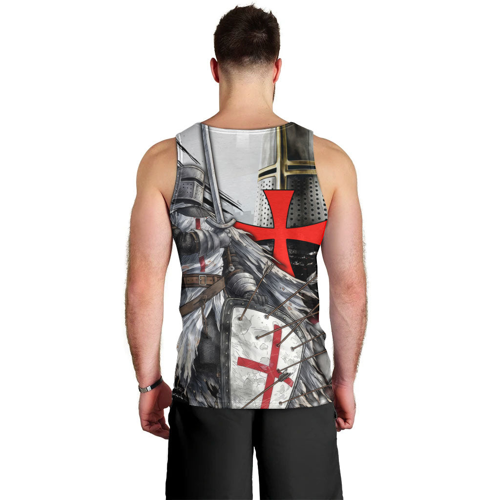 Knights Templar Crusader Men Tank Top Medieval Armor Red Cross Shield
