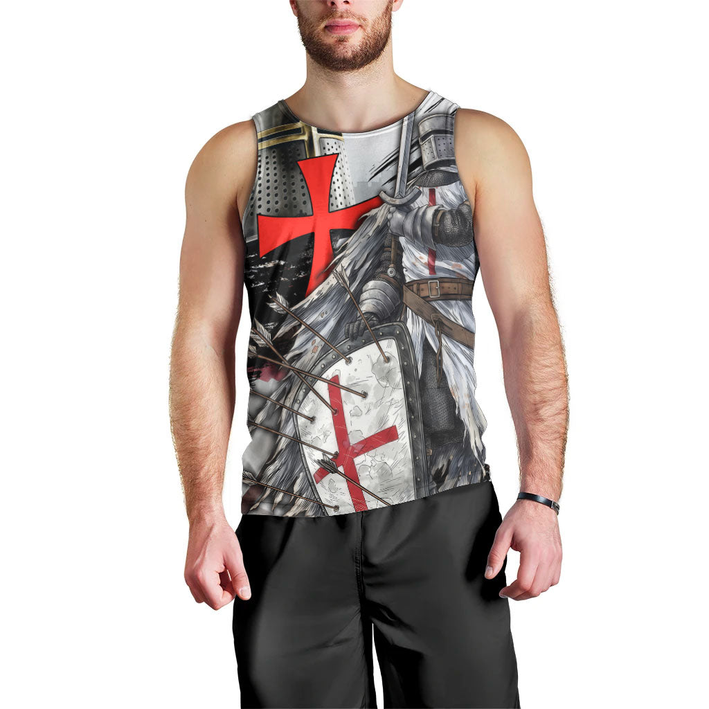Knights Templar Crusader Men Tank Top Medieval Armor Red Cross Shield