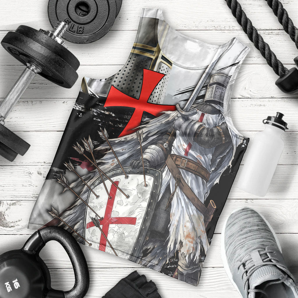 Knights Templar Crusader Men Tank Top Medieval Armor Red Cross Shield