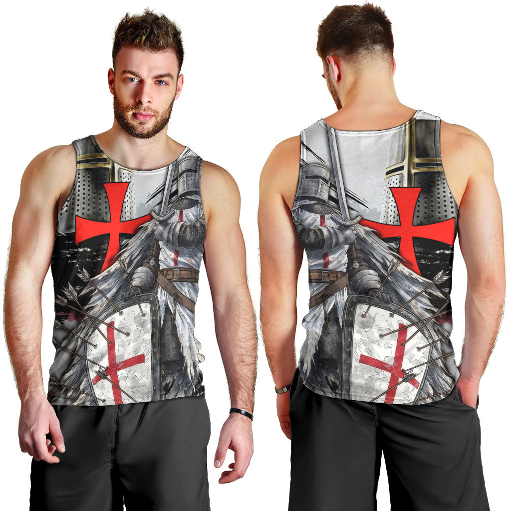 Knights Templar Crusader Men Tank Top Medieval Armor Red Cross Shield