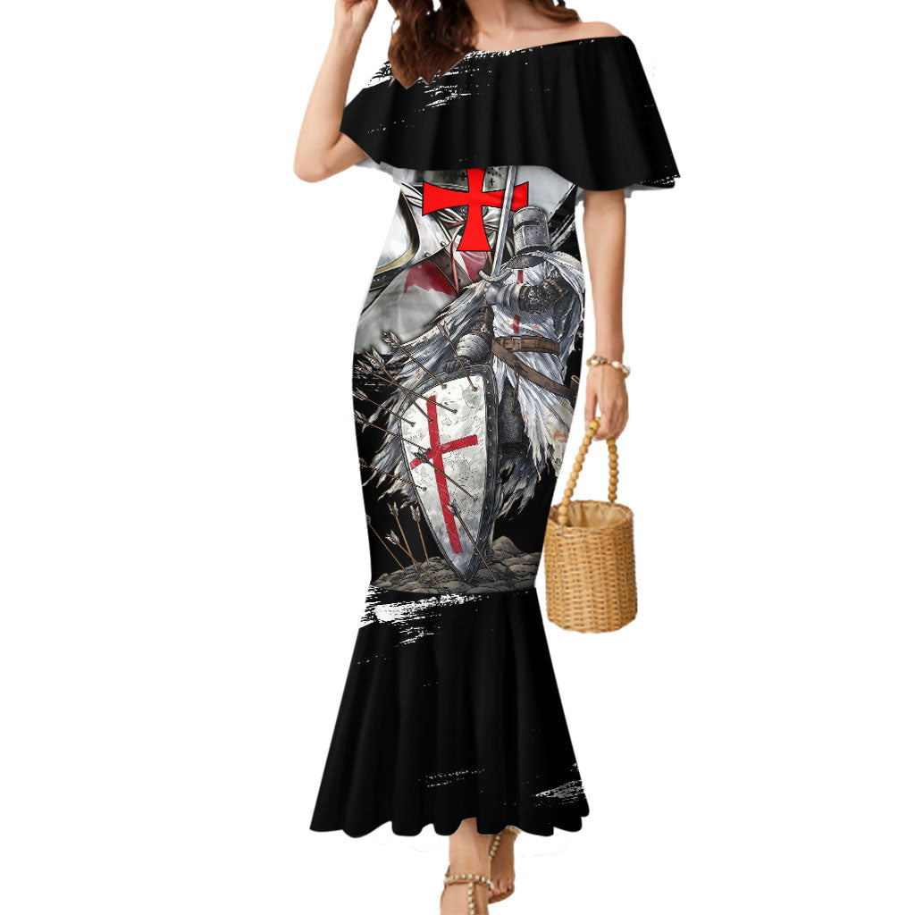 Knights Templar Crusader Mermaid Dress Medieval Armor Red Cross Shield