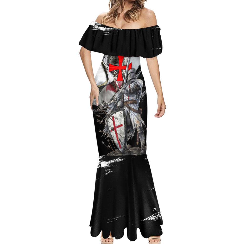 Knights Templar Crusader Mermaid Dress Medieval Armor Red Cross Shield