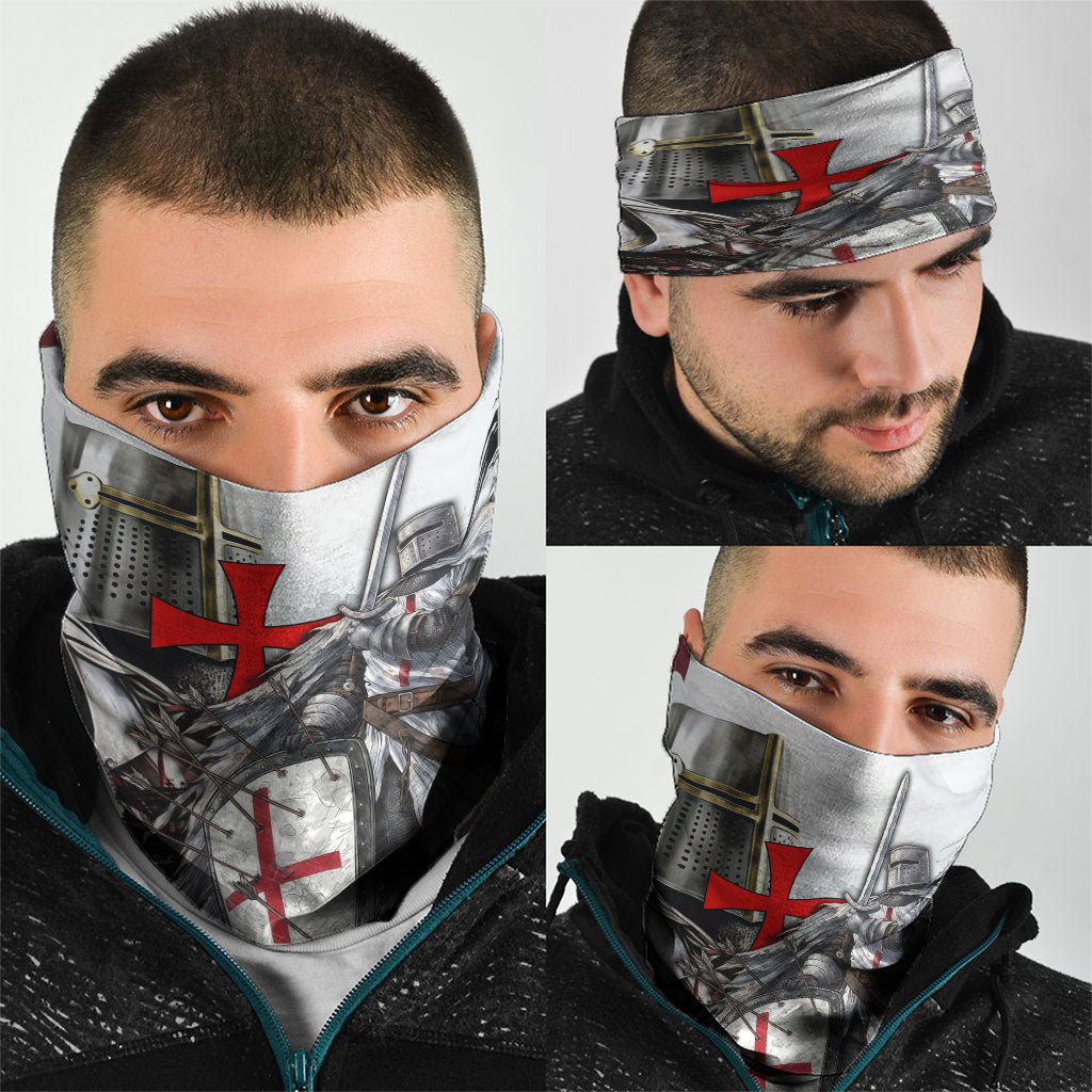 Knights Templar Crusader Neck Gaiter Medieval Armor Red Cross Shield