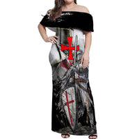 Knights Templar Crusader Off Shoulder Maxi Dress Medieval Armor Red Cross Shield
