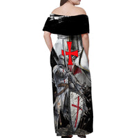 Knights Templar Crusader Off Shoulder Maxi Dress Medieval Armor Red Cross Shield
