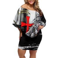 Knights Templar Crusader Off Shoulder Short Dress Medieval Armor Red Cross Shield