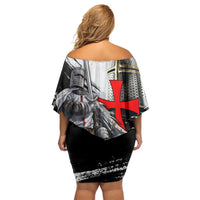 Knights Templar Crusader Off Shoulder Short Dress Medieval Armor Red Cross Shield