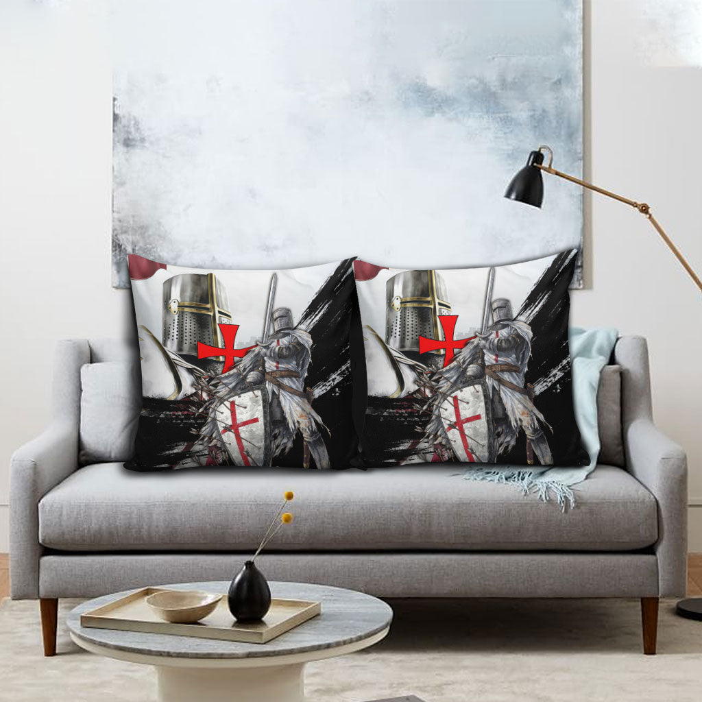 Knights Templar Crusader Pillow Cover Medieval Armor Red Cross Shield