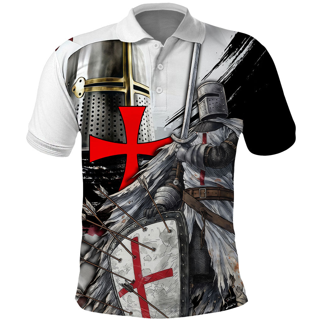 Knights Templar Crusader Polo Shirt Medieval Armor Red Cross Shield