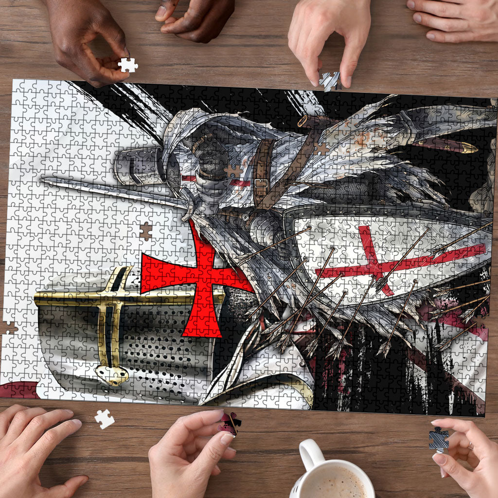 Knights Templar Crusader Puzzle Medieval Armor Red Cross Shield