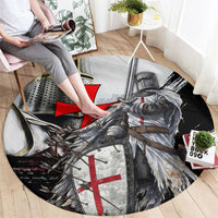 Knights Templar Crusader Round Carpet Medieval Armor Red Cross Shield