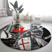Knights Templar Crusader Round Carpet Medieval Armor Red Cross Shield