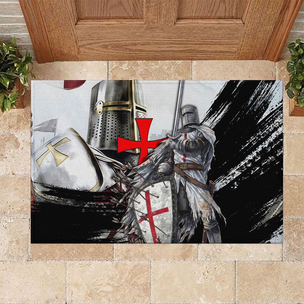 Knights Templar Crusader Rubber Doormat Medieval Armor Red Cross Shield