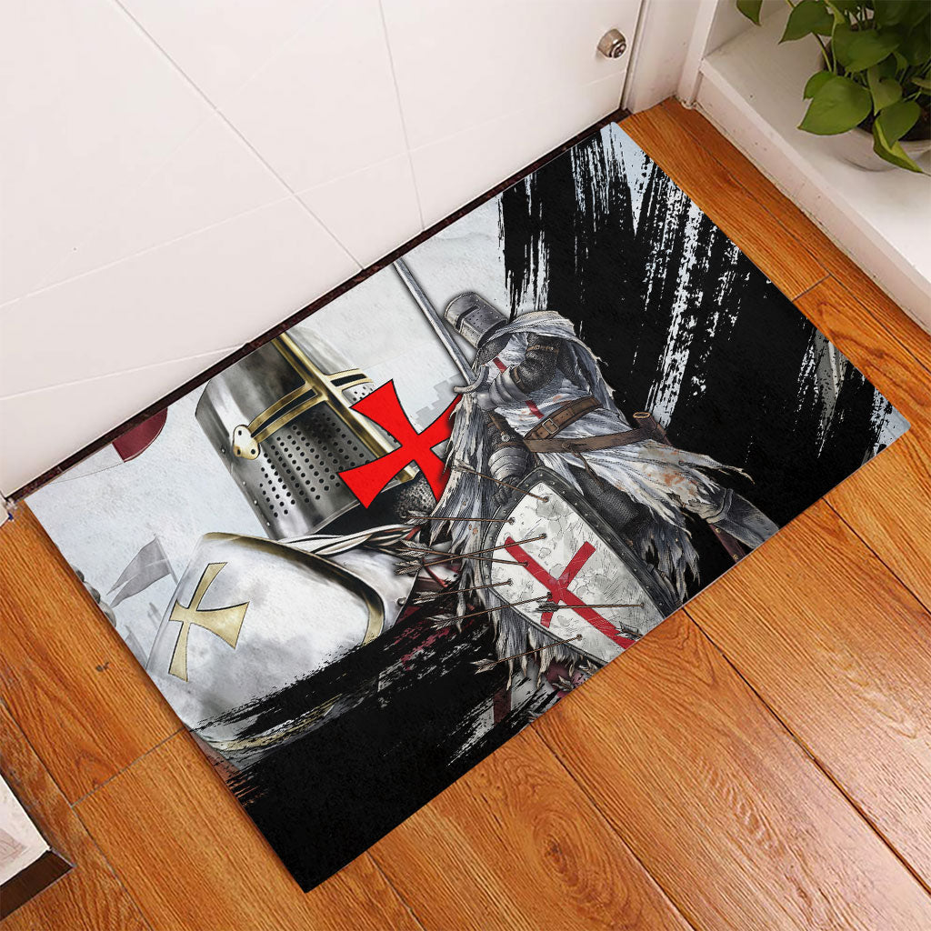 Knights Templar Crusader Rubber Doormat Medieval Armor Red Cross Shield