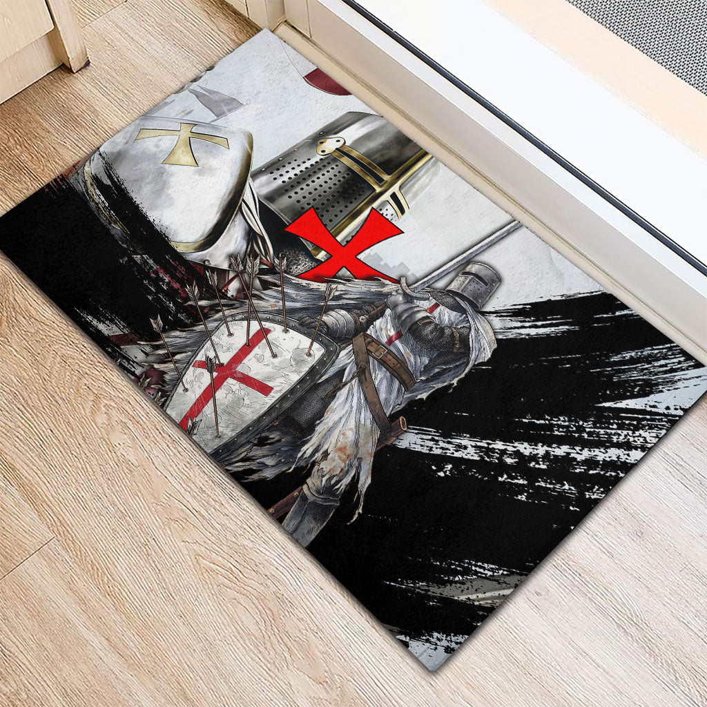 Knights Templar Crusader Rubber Doormat Medieval Armor Red Cross Shield