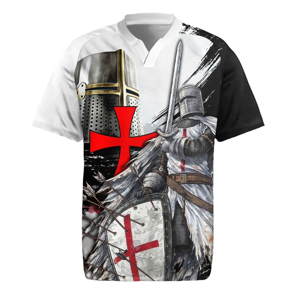 Knights Templar Crusader Rugby Jersey Medieval Armor Red Cross Shield