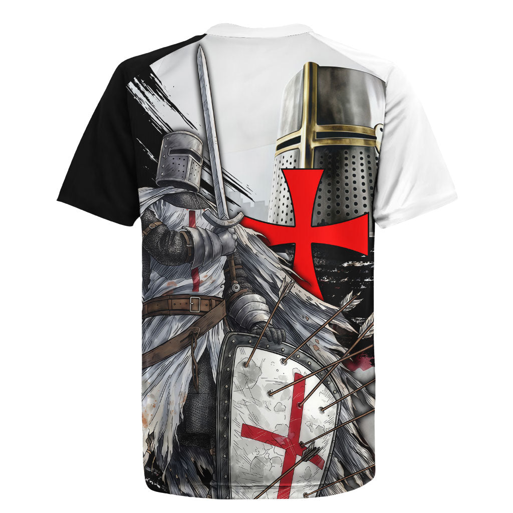 Knights Templar Crusader Rugby Jersey Medieval Armor Red Cross Shield