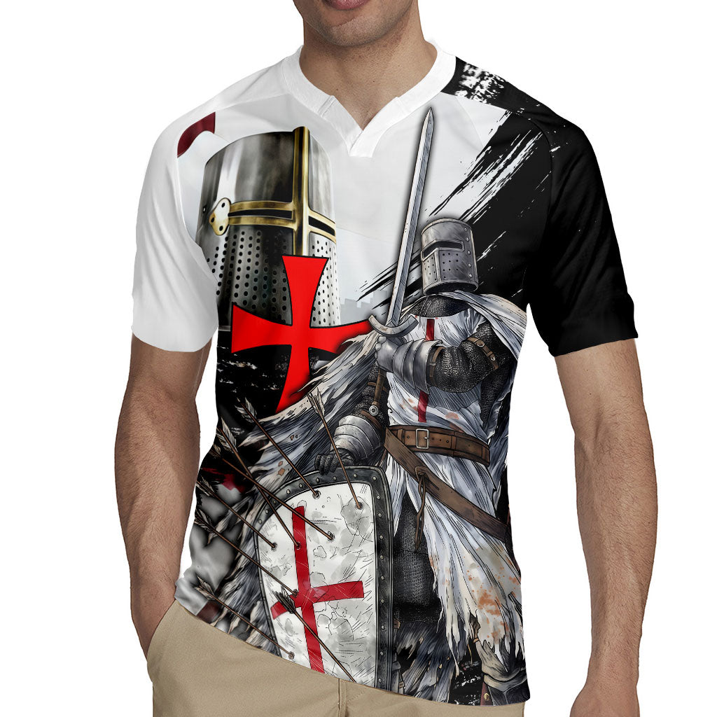 Knights Templar Crusader Rugby Jersey Medieval Armor Red Cross Shield