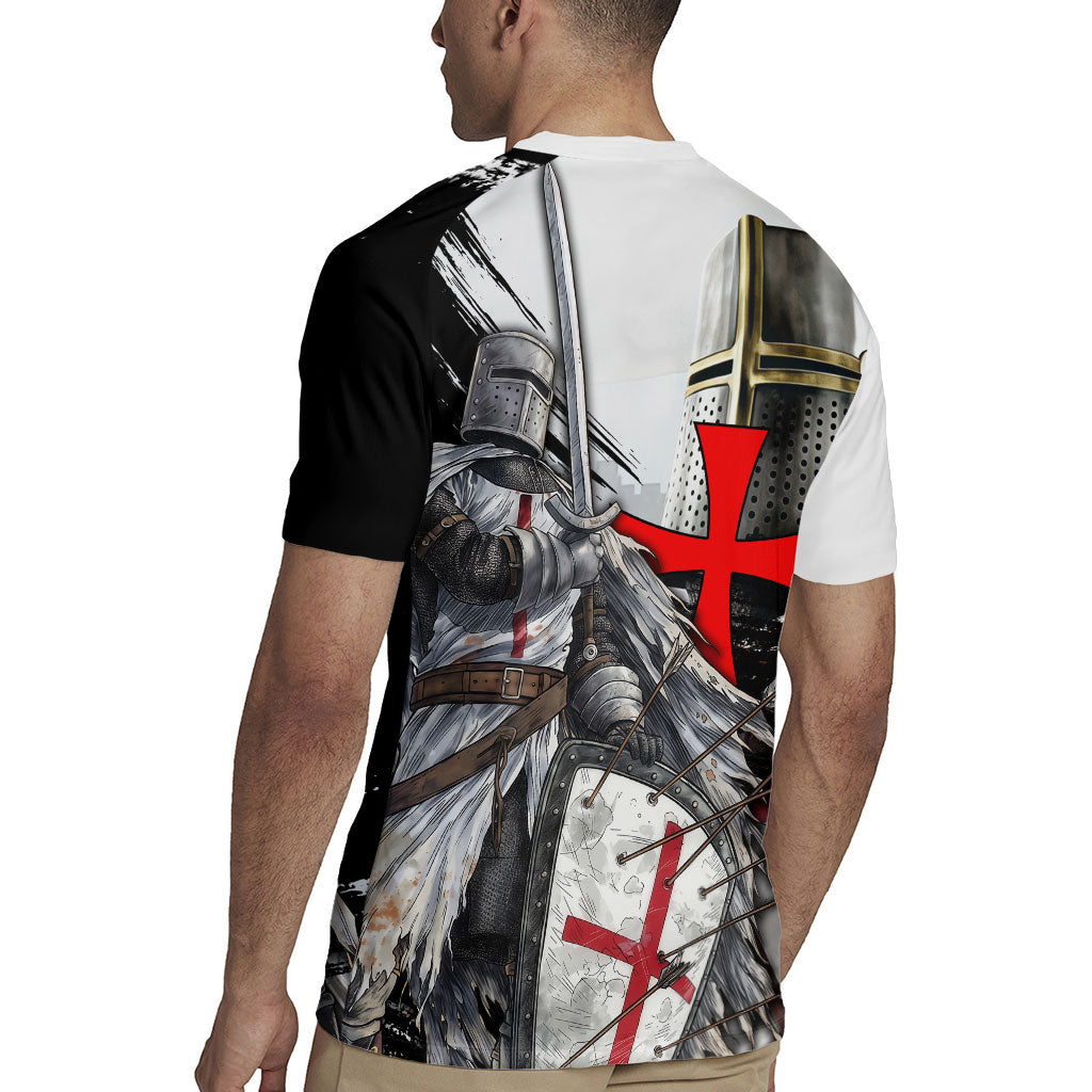 Knights Templar Crusader Rugby Jersey Medieval Armor Red Cross Shield