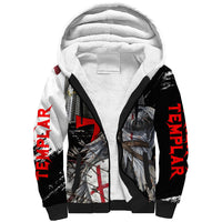 Knights Templar Crusader Sherpa Hoodie Medieval Armor Red Cross Shield