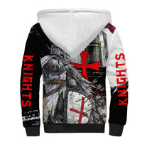 Knights Templar Crusader Sherpa Hoodie Medieval Armor Red Cross Shield