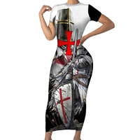 Knights Templar Crusader Short Sleeve Bodycon Dress Medieval Armor Red Cross Shield