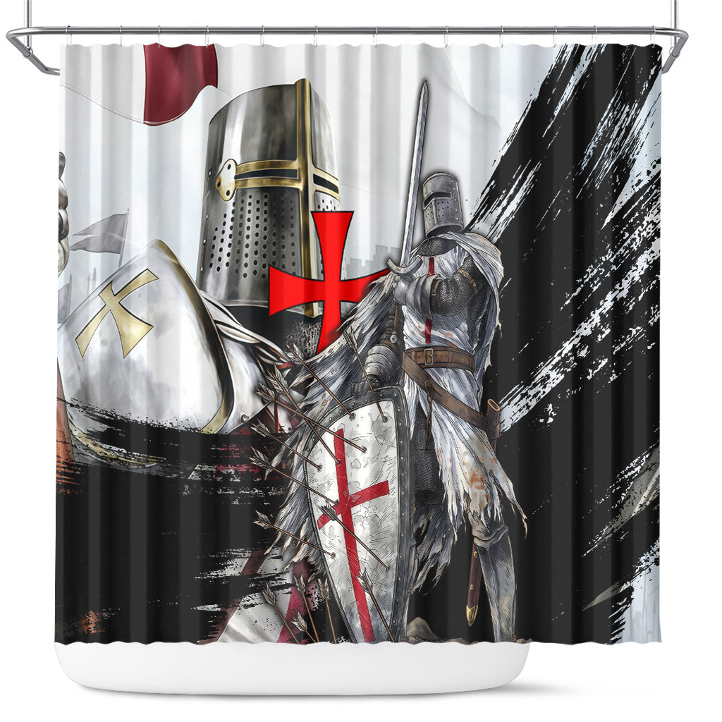 Knights Templar Crusader Shower Curtain Medieval Armor Red Cross Shield