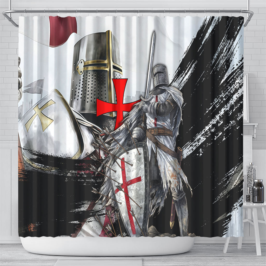 Knights Templar Crusader Shower Curtain Medieval Armor Red Cross Shield