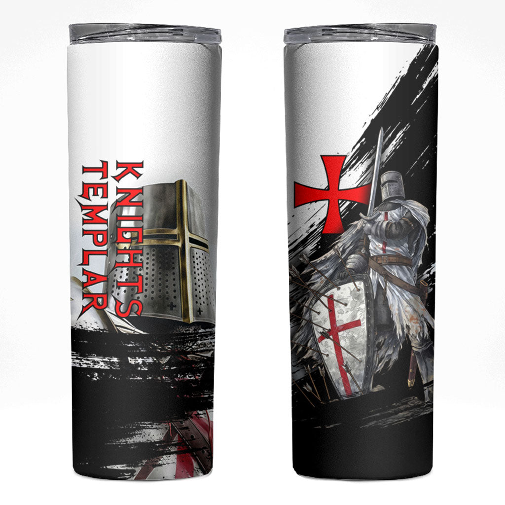 Knights Templar Crusader Skinny Tumbler Medieval Armor Red Cross Shield