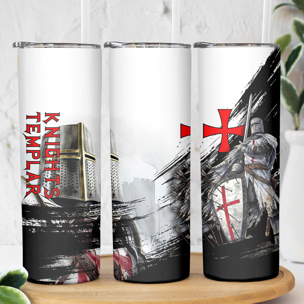 Knights Templar Crusader Skinny Tumbler Medieval Armor Red Cross Shield