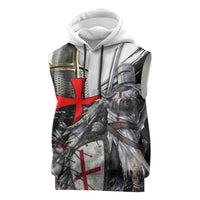 Knights Templar Crusader Sleeveless Hoodie Medieval Armor Red Cross Shield