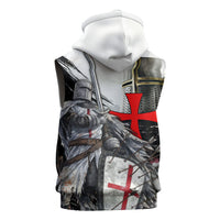 Knights Templar Crusader Sleeveless Hoodie Medieval Armor Red Cross Shield