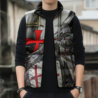 Knights Templar Crusader Sleeveless Puffer Jacket Medieval Armor Red Cross Shield