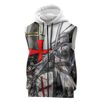 Knights Templar Crusader Sleeveless Zip Hoodie Medieval Armor Red Cross Shield