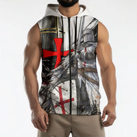 Knights Templar Crusader Sleeveless Zip Hoodie Medieval Armor Red Cross Shield