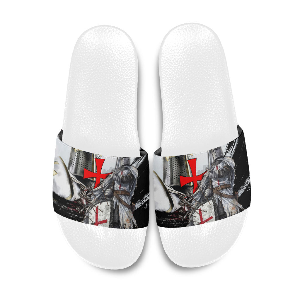 Knights Templar Crusader Slide Sandals Medieval Armor Red Cross Shield
