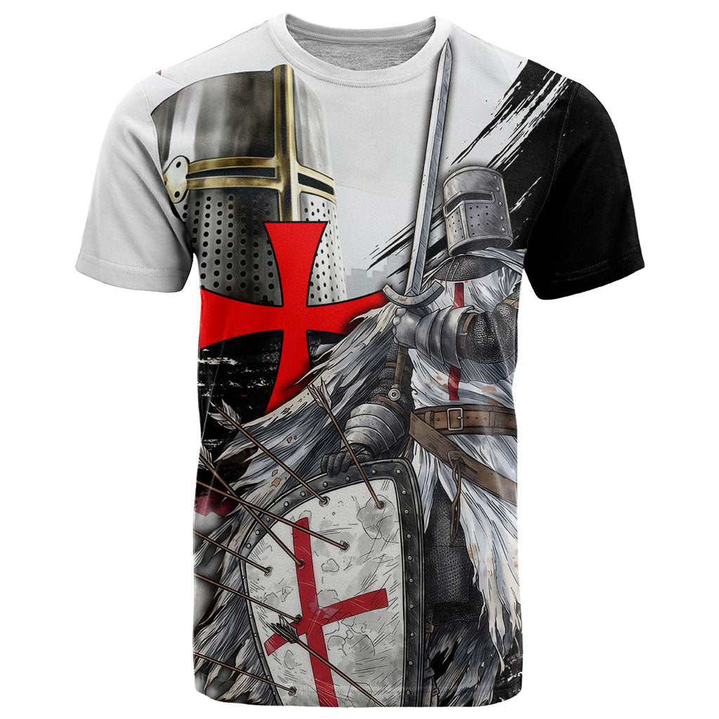 Knights Templar Crusader T Shirt Medieval Armor Red Cross Shield