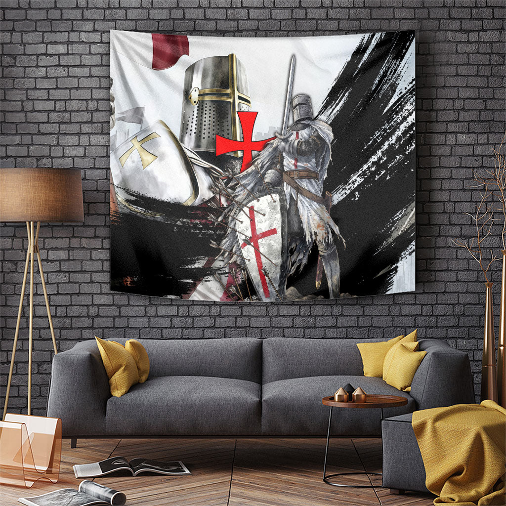 Knights Templar Crusader Tapestry Medieval Armor Red Cross Shield