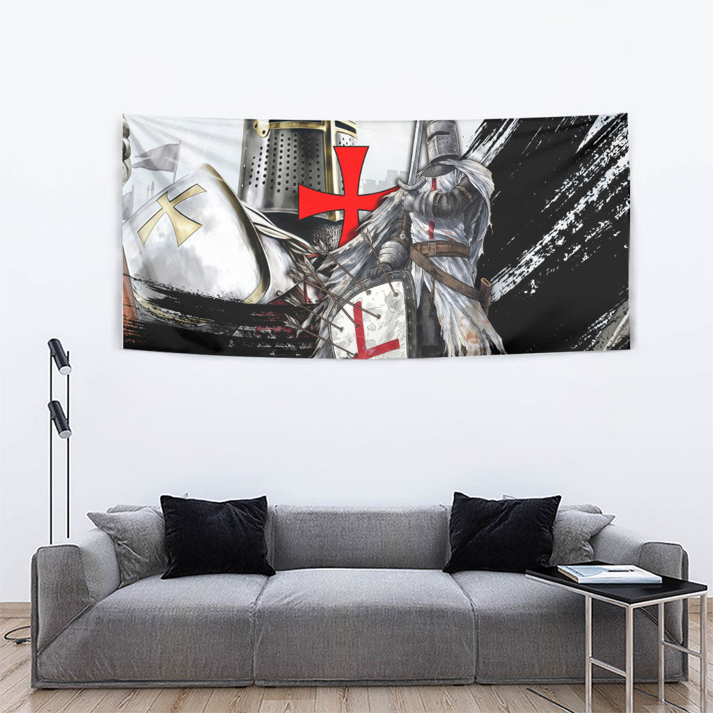 Knights Templar Crusader Tapestry Medieval Armor Red Cross Shield