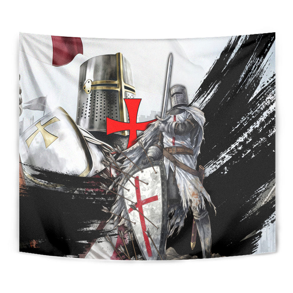 Knights Templar Crusader Tapestry Medieval Armor Red Cross Shield