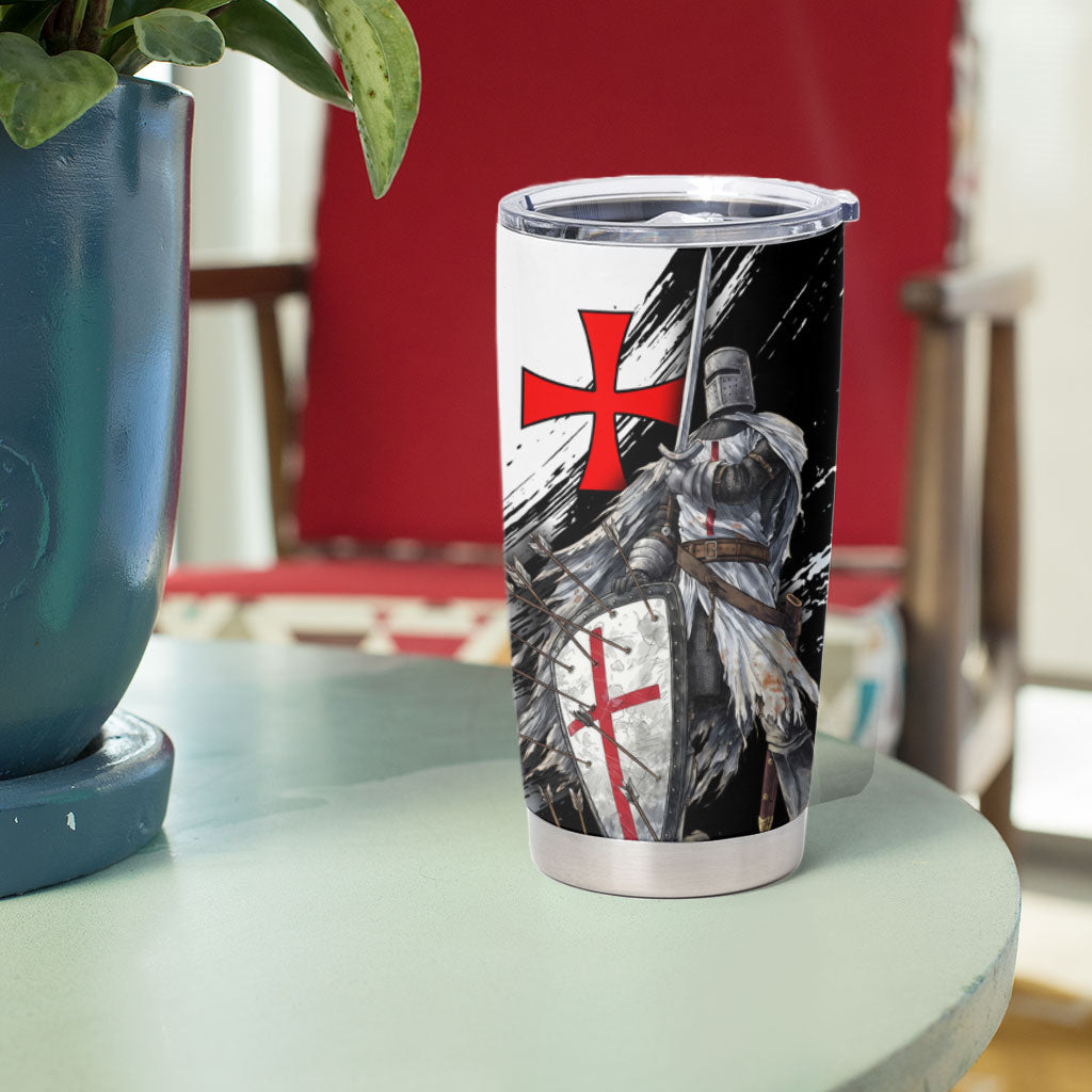 Knights Templar Crusader Tumbler Cup Medieval Armor Red Cross Shield
