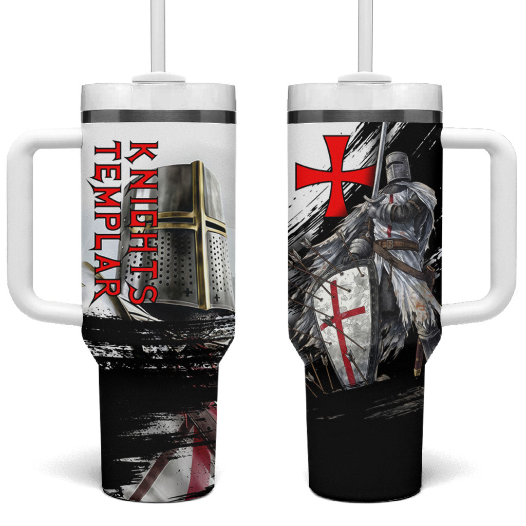 Knights Templar Crusader Tumbler With Handle Medieval Armor Red Cross Shield