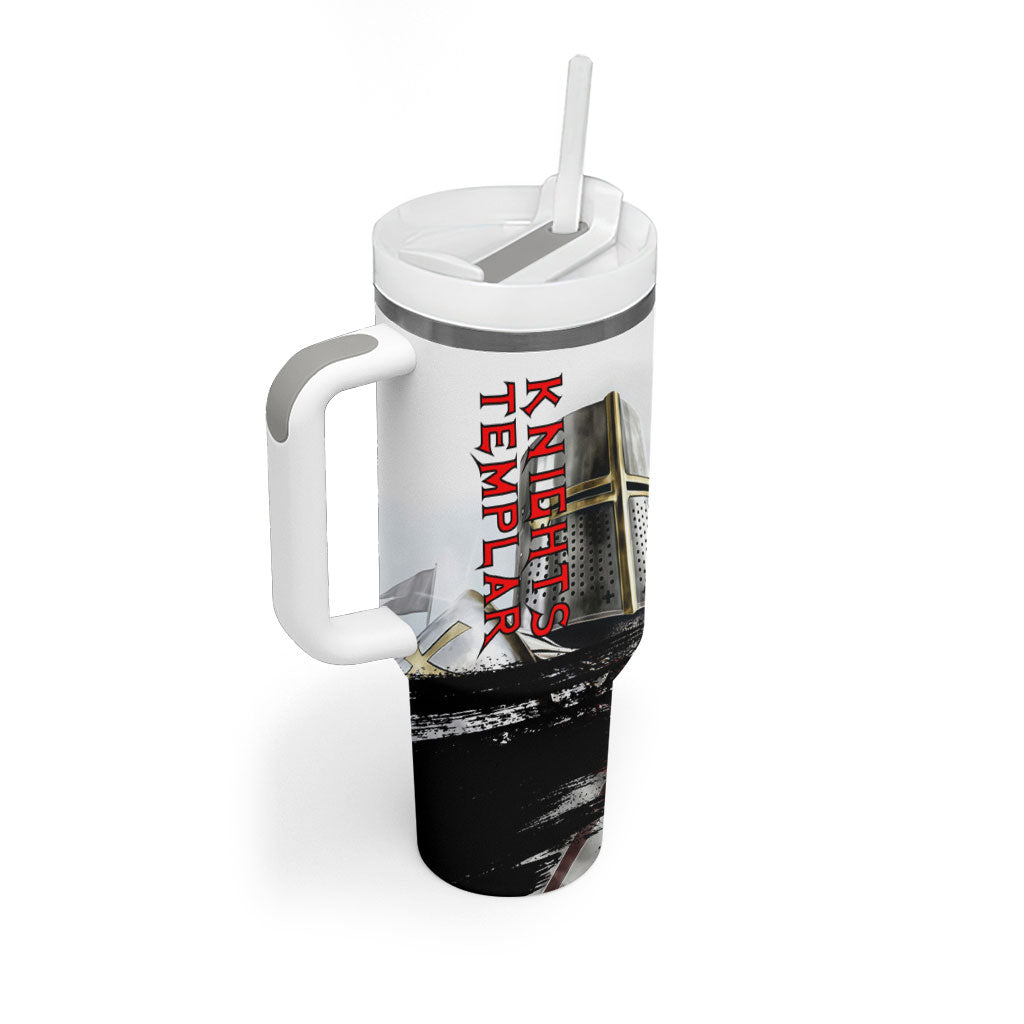 Knights Templar Crusader Tumbler With Handle Medieval Armor Red Cross Shield