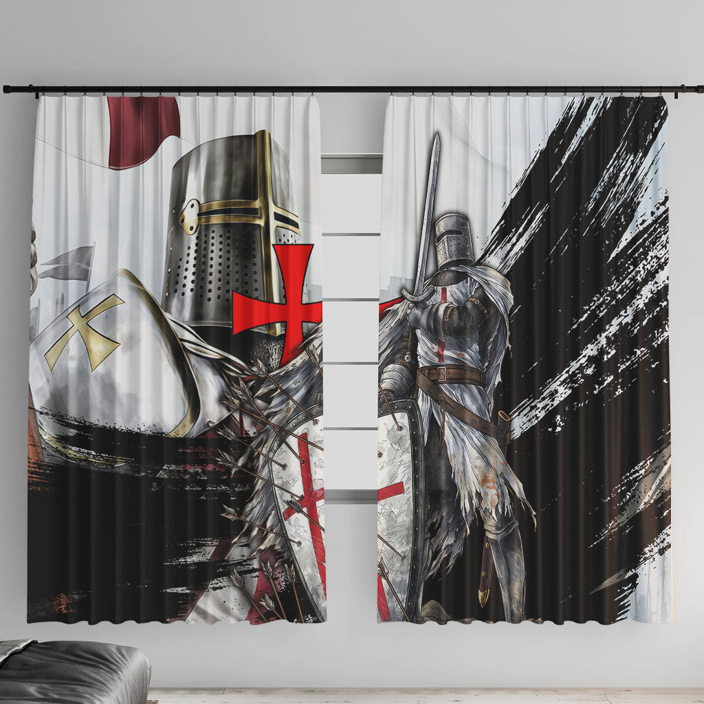 Knights Templar Crusader Window Curtain Medieval Armor Red Cross Shield