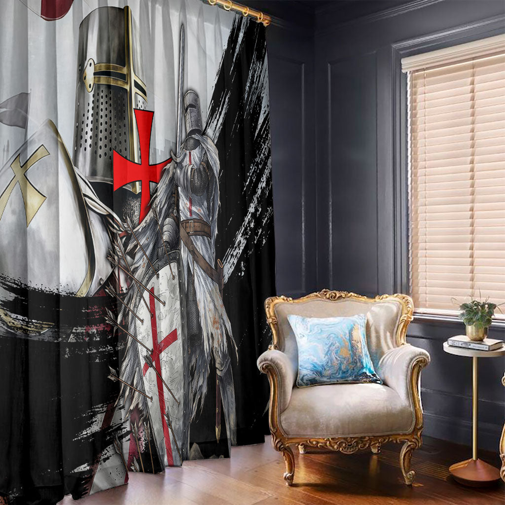 Knights Templar Crusader Window Curtain Medieval Armor Red Cross Shield