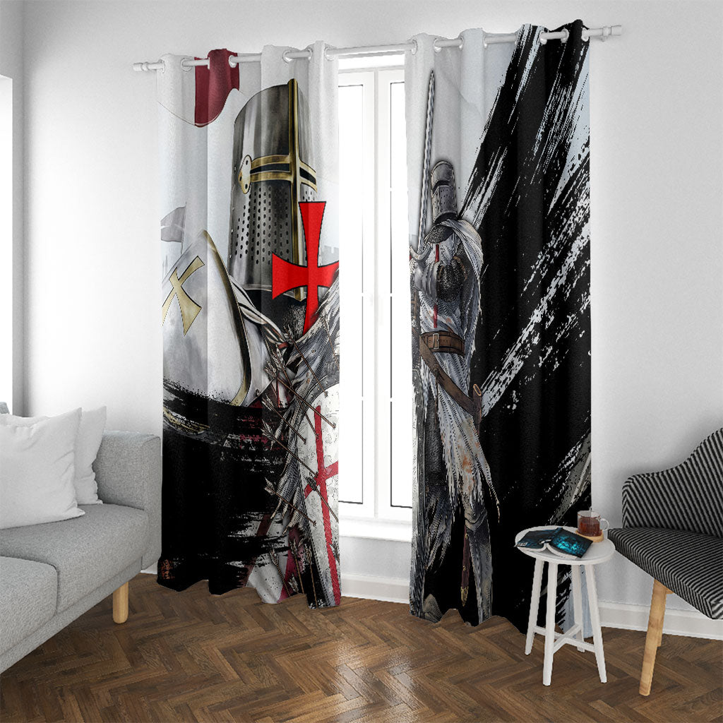 Knights Templar Crusader Window Curtain Medieval Armor Red Cross Shield