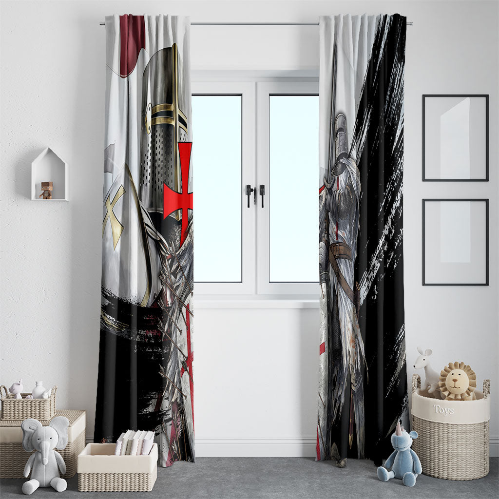Knights Templar Crusader Window Curtain Medieval Armor Red Cross Shield